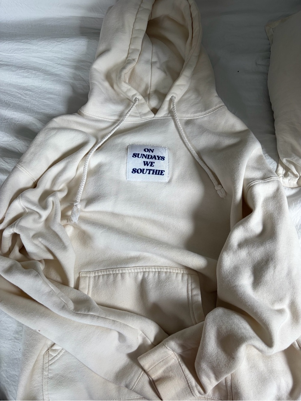 Southern Marsh Cream 'On Sundays We Southie' V‑Neck Sweater